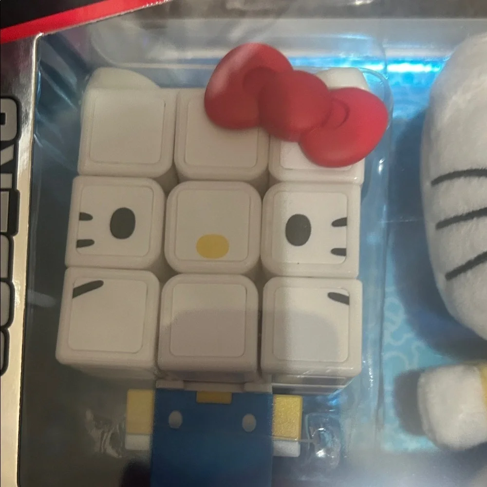 Hello Kitty Rubik's Cube & Plush Set - Red, White, Blue